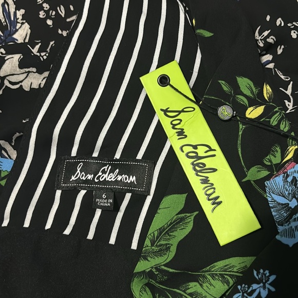 Sam Edelman Sleeveless Mixed Media Botanical/Striped Maxi Dress 6 - Picture 13 of 14